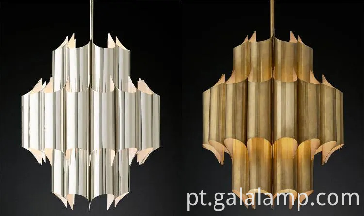 Lustre de pingente de prata e ouro moderno para espaços elegantes